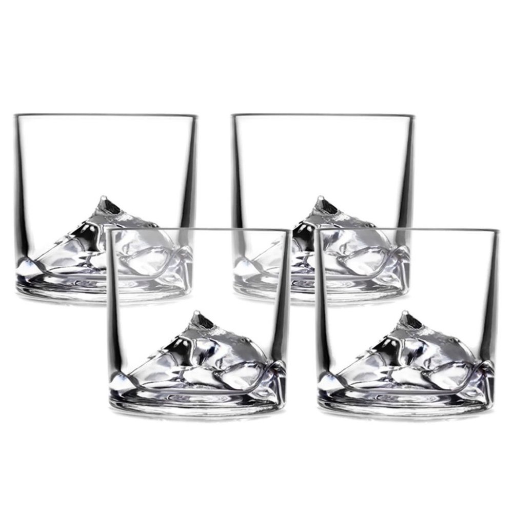 NIB New Liiton 4 Mount Everest Handcrafted Crystal Whiskey Tumblers Glasses Set